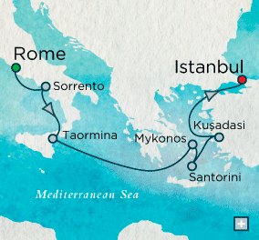 Cruises Around The World Mediterranean Mezes Map From the Amalfi Coast to the Dardanelles, a trifecta of favorites in Italy, Greece and Turkey.