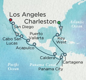 Cruises Around The World Crystal Serenity January 3-23 2027 Charleston, South Carolina, SC, United States to Los Angeles, CA, United States