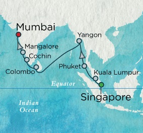 Cruises Around The World Crystal Serenity March 28 April 15 2027 Singapore, Singapore to Mumbai, India
