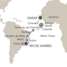 Cruises Around The World L Austral March 7-24 2028 Rio De Janeiro, Brazil to Dakar, Senegal