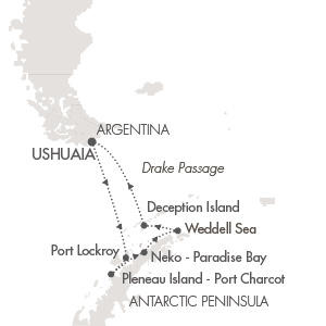 Cruises Around The World Le Boreal February 23 March 5 Ushuaia, Argentina to Ushuaia, Argentina