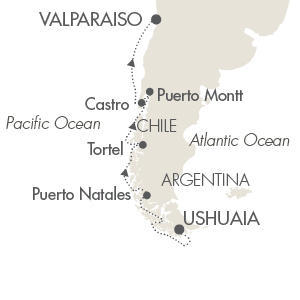 Cruises Around The World Le Boreal February 27 March 11 2028 Ushuaia, Argentina to Valparaíso, Chile