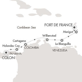 Cruises Around The World Le Boreal April 12-19 2026 Colón, Panama to Fort-de-France, Martinique