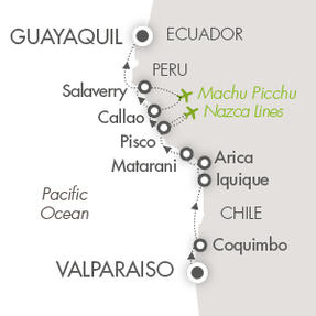 Cruises Around The World Le Boreal March 18-30 2026 Valparaíso, Chile to Guayaquil, Ecuador