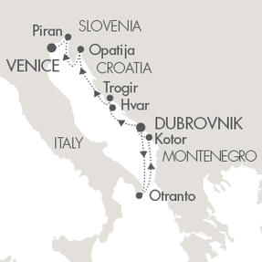 Cruises Around The World Le Lyrial April 29 May 6 2028 Civitavecchia, Italy to Dubrovnik, Croatia