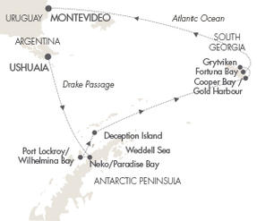 Cruises Around The World Le Lyrial February 23 March 9 2028 Ushuaia, Argentina to Montevideo, Uruguay