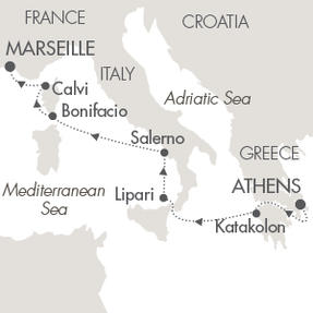 Cruises Around The World Le Lyrial October 18-25 2028 Piraeus, Greece to Marseille, France