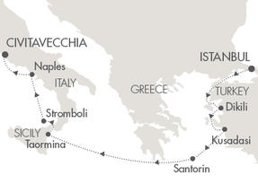 Cruises Around The World Le Lyrial October 4-11 2028 Istanbul, Turkey to Civitavecchia, Italy