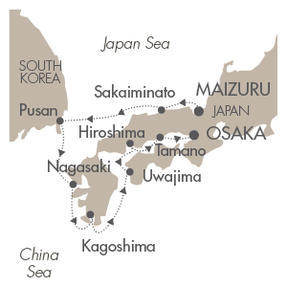 Cruises Around The World Le Soleal April 30 May 8 2028 Maizuru, Japan to Osaka, Japan