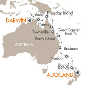 Cruises Around The World Le Soleal February 18 March 4 2028 Auckland, New Zealand to Darwin, Australia