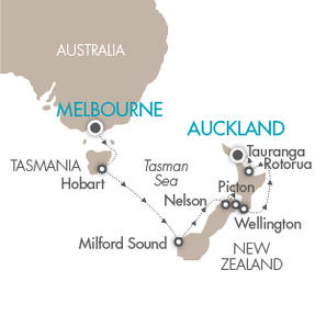 Cruises Around The World Le Soleal January 13-25 2028 Melbourne, Australia to Auckland, New Zealand