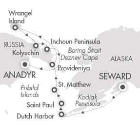Cruises Around The World Le Soleal July 28 August 12 2028 Seward, AK, United States to Anadyr, Russia
