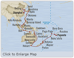 Cruises Around The World Oceania Insignia April 3 May 28 2028 Shanghai, China to Papeete, Tahiti, Society Islands