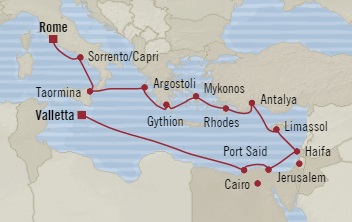 Cruises Around The World Oceania Insignia August 28 September 12 2028 Rome (Civitavecchia), Italy to Valletta, Malta