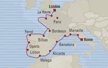 Cruises Around The World Oceania Insignia August 9-28 2028 Dover, United Kingdom to Civitavecchia, Italy