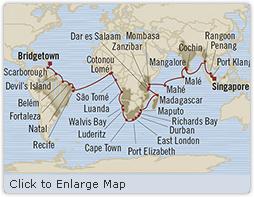 Cruises Around The World Oceania Insignia January 14 March 15 2028 Bridgetown, Barbados to Singapore, Singapore