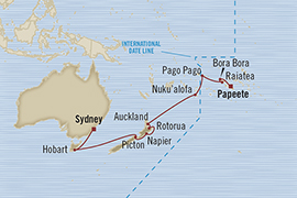 Cruises Around The World Oceania Insignia May 9-28 2028 Sydney, Australia to Papeete, Tahiti, Society Islands