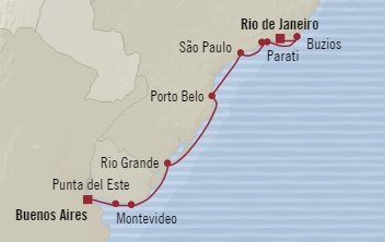 Cruises Around The World Oceania Insignia November 7-19 2028 Buenos Aires, Argentina to Rio De Janeiro, Brazil