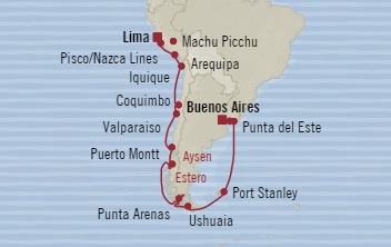 Cruises Around The World Oceania Insignia October 17 November 7 2028 Callao, Peru to Buenos Aires, Argentina