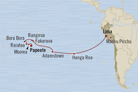 Cruises Around The World Oceania Marina April 11-28 2028 Papeete, French Polynesia to Callao, Peru