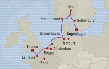 Cruises Around The World Oceania Marina August 15-26 2028 Southampton, United Kingdom to Copenhagen, Denmark