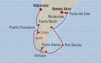 Cruises Around The World Oceania Marina December 19 2028 January 5 2026 Buenos Aires, Argentina to Valparaíso, Chile