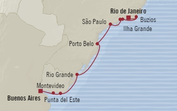 Cruises Around The World Oceania Marina December 7-19 2028 Rio De Janeiro, Brazil to Buenos Aires, Argentina