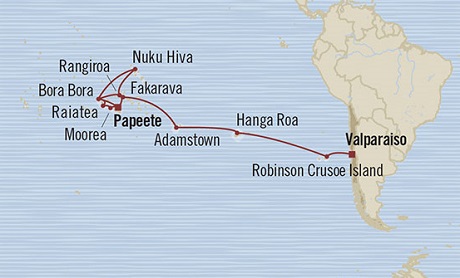Cruises Around The World Oceania Marina January 7 February 4 2028 Valparaíso, Chile to Papeete, French Polynesia