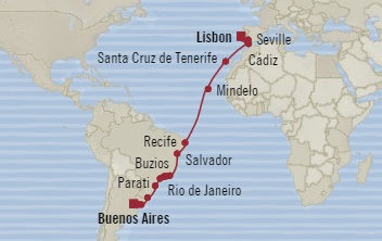 Cruises Around The World Oceania Marina November 21 December 19 2028 Lisbon, Portugal to Buenos Aires, Argentina