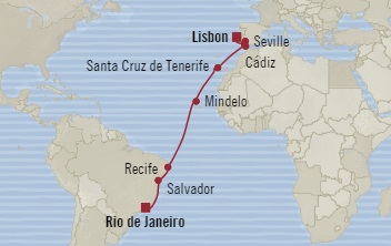 Cruises Around The World Oceania Marina November 21 December 7 2028 Lisbon, Portugal to Rio De Janeiro, Brazil