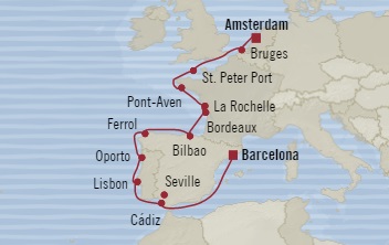 Cruises Around The World Oceania Marina September 15-27 2028 Amsterdam, Netherlands to Barcelona, Spain