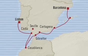 Cruises Around The World Oceania Marina September 27 October 5 2028 Barcelona, Spain to Lisbon, Portugal