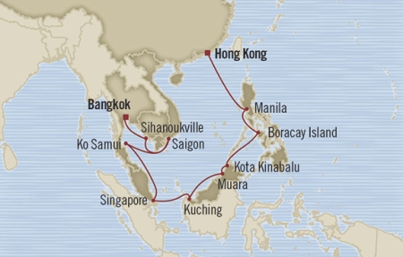 Cruises Around The World Oceania Nautica January 24 February 13 2028 Hong Kong, Hong Kong to Laem Chabang, Thailand