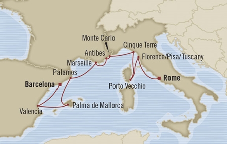 Cruises Around The World Oceania Nautica May 10-20 2028 Civitavecchia, Italy to Barcelona, Spain
