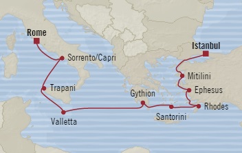 Cruises Around The World Oceania Nautica October 22 November 1 2028 Civitavecchia, Italy to Istanbul, Turkey