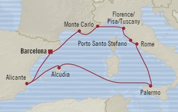 Cruises Around The World Oceania Nautica October 5-15 2028 Barcelona, Spain to Barcelona, Spain