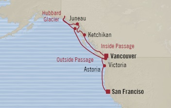 Cruises Around The World Oceania Regatta August 21-31 2028 Vancouver, Canada to San Francisco, CA, United States