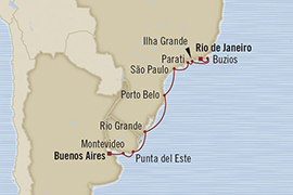 Cruises Around The World Oceania Regatta February 28 March 11 2028 Buenos Aires, Argentina to Rio De Janeiro, Brazil