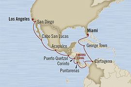 Cruises Around The World Oceania Regatta January 4-20 2028 Los Angeles, CA, United States to Miami, FL, United States