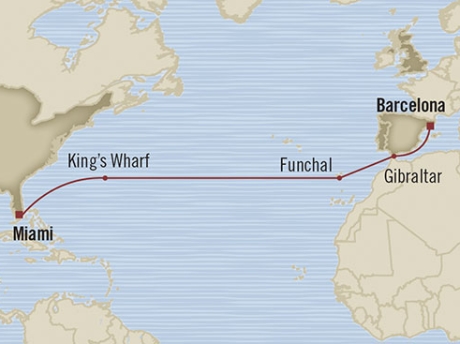 Cruises Around The World Oceania Riviera April 11-25 2028 Miami, FL, United States to Barcelona, Spain