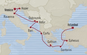 Cruises Around The World Oceania Riviera August 31 September 12 2028 Venice, Italy to Istanbul, Turkey