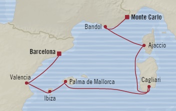 Cruises Around The World Oceania Riviera June 26 July 3 2028 Monte Carlo, Monaco to Barcelona, Spain