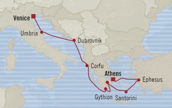 Cruises Around The World Oceania Riviera May 12-21 2028 Piraeus, Greece to Venice, Italy