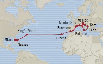 Cruises Around The World Oceania Riviera November 9 December 5 2028 Venice, Italy to Miami, FL, United States