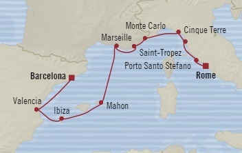 Cruises Around The World Oceania Sirena August 19-29 2028 Barcelona, Spain to Civitavecchia, Italy