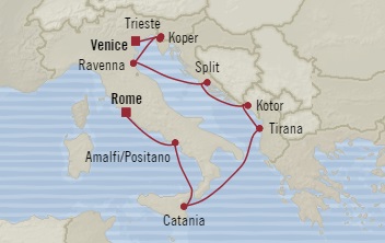 Cruises Around The World Oceania Sirena August 29 September 8 2028 Civitavecchia, Italy to Venice, Italy