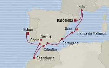 Cruises Around The World Oceania Sirena July 17-27 2028 Barcelona, Spain to Lisbon, Portugal