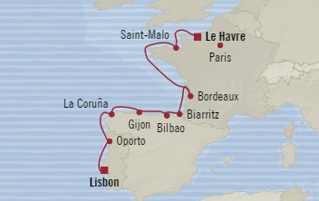 Cruises Around The World Oceania Sirena July 27 August 7 2028 Lisbon, Portugal to Le Havre, France