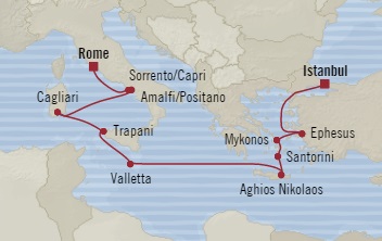 Cruises Around The World Oceania Sirena May 22 June 3 2028 Civitavecchia, Italy to Istanbul, Turkey