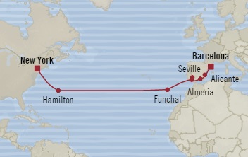 Cruises Around The World Oceania Sirena October 4-18 2028 Barcelona, Spain to New York, NY, United States